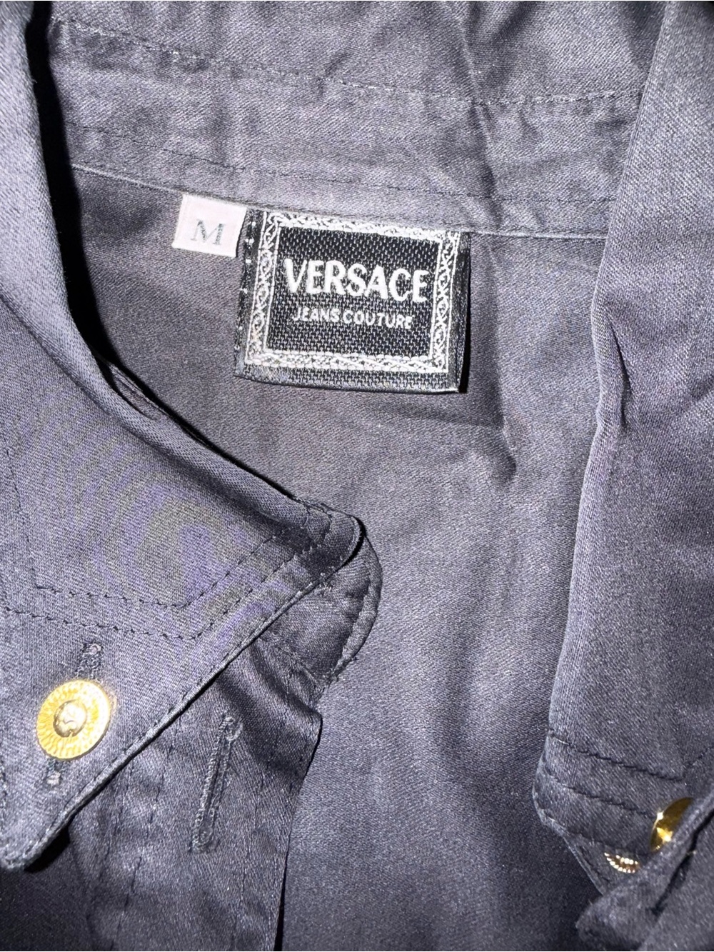 Versace Black Shirt with Gold-Tone Buttons - Picture 3 of 3